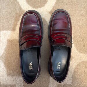 Zara Penny Loafers Burgandy